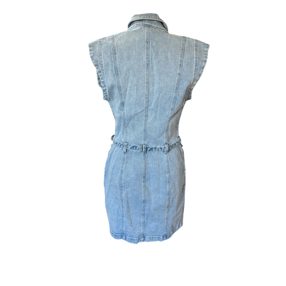 Generation Love New York Light Wash Denim Sleeveless Belted Mini Dress Size 6 - Picture 3 of 8